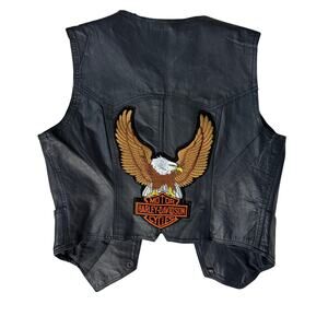 Vintage Vanguard Genuine Leather Harley-Davidson Eagle Patch Vest – Women’s M